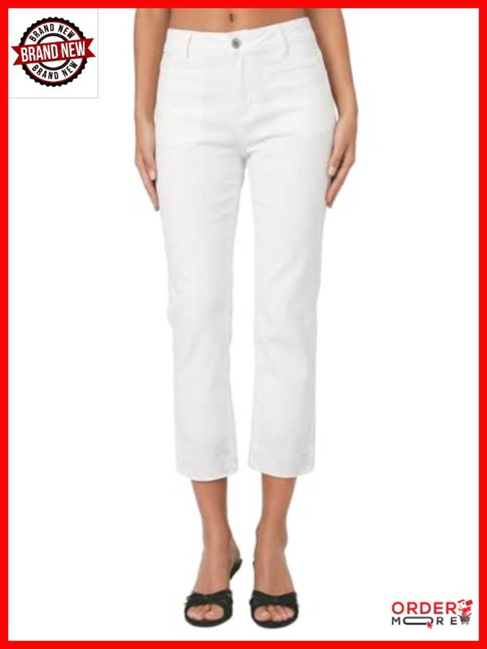 High Waist Stretchy Skinny Capri Jeans Cropped Pants Welt Pockets